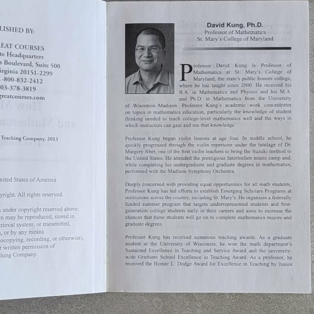 Course Guidebook How Music And Mathematics Relate By David Kung - Picture 4 of 4